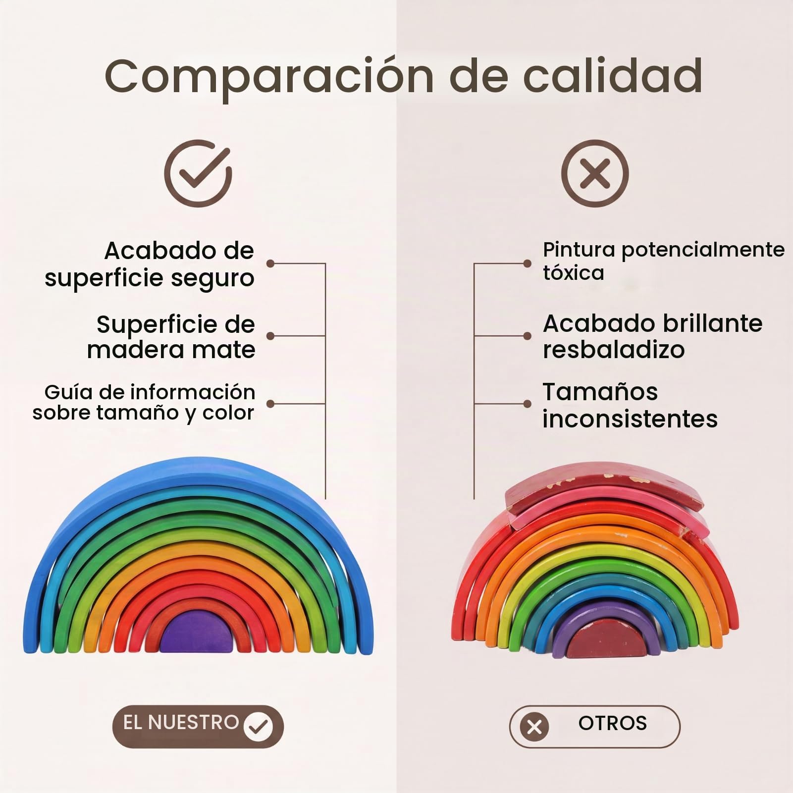 Bewinner Bloques Apilables de Madera Coloridos, Juguete de Anidación para Niños, Tiempo de Juego Educativo