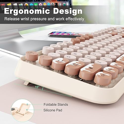 Miniatura 6 de Combo de teclado y mouse inalámbricos, teclado y mouse inalámbricos de tamaño completo de 2.4 GHz con teclas redondas para Windows, computadora,