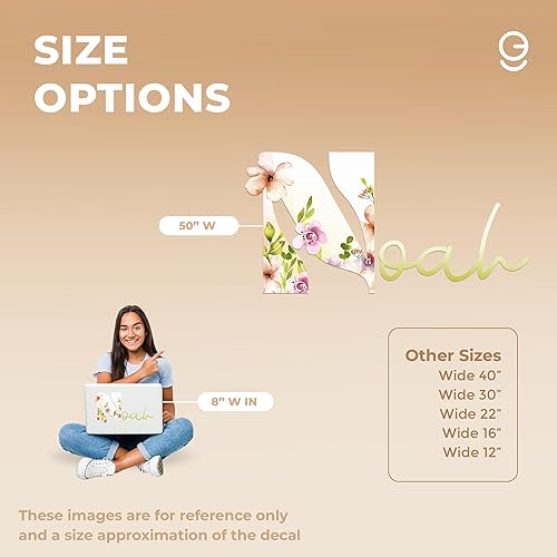 Miniatura 4 de CRYPTONITE Decoración de pared de flores con nombre personalizado  Calcomanía personalizada para guardería  Decoración de dormitorio de niña