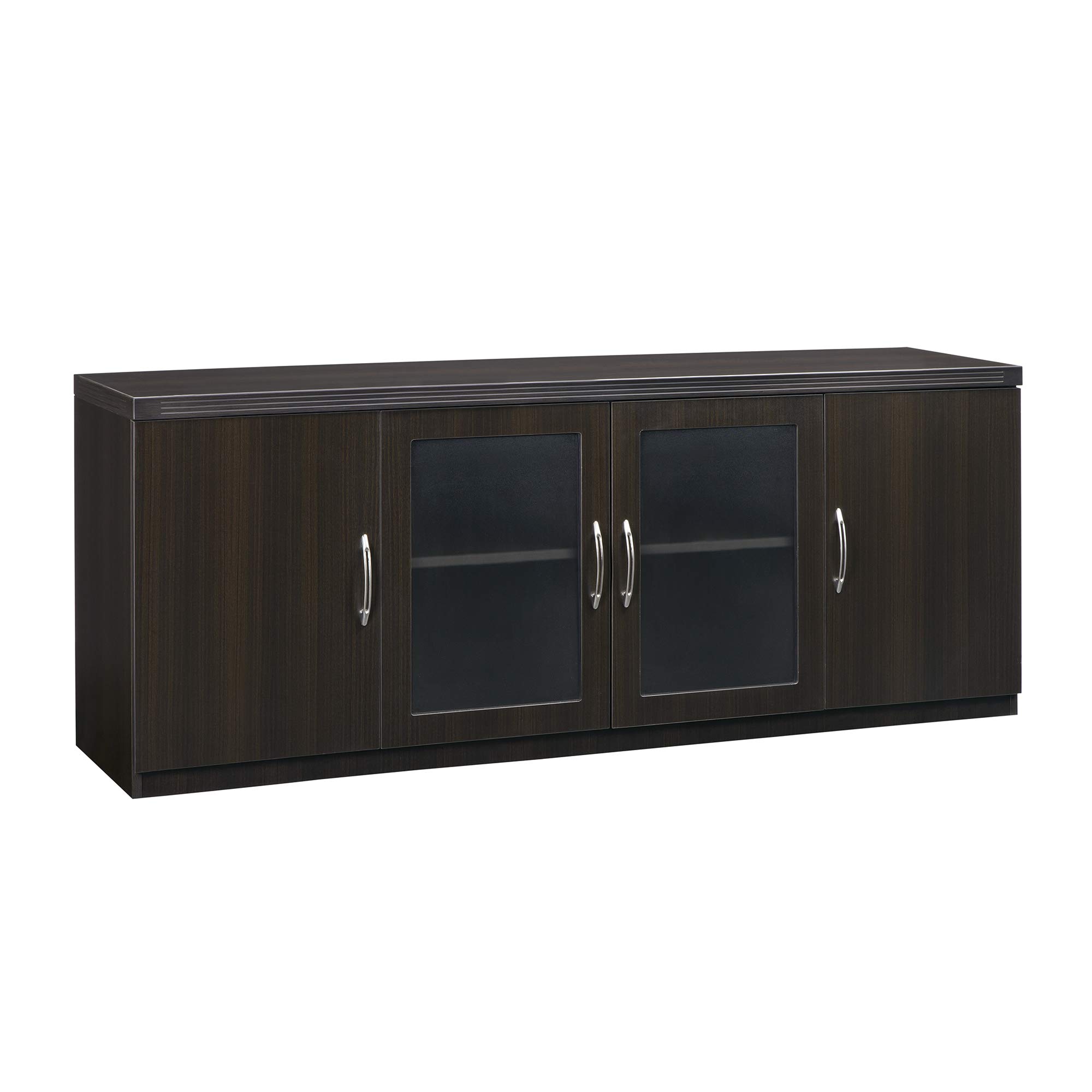 Safco Mayline ALCLDC Aberdeen Low Wall Cabinet with 2 Glass and 2 Wood Doors, Mocha Tf