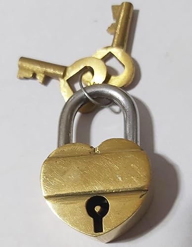 Miniatura 4 de Candado de latón - Cerradura con llaves - Funcionalidad - Candado hecho en latón con forma de corazón Love Lock (pequeño)