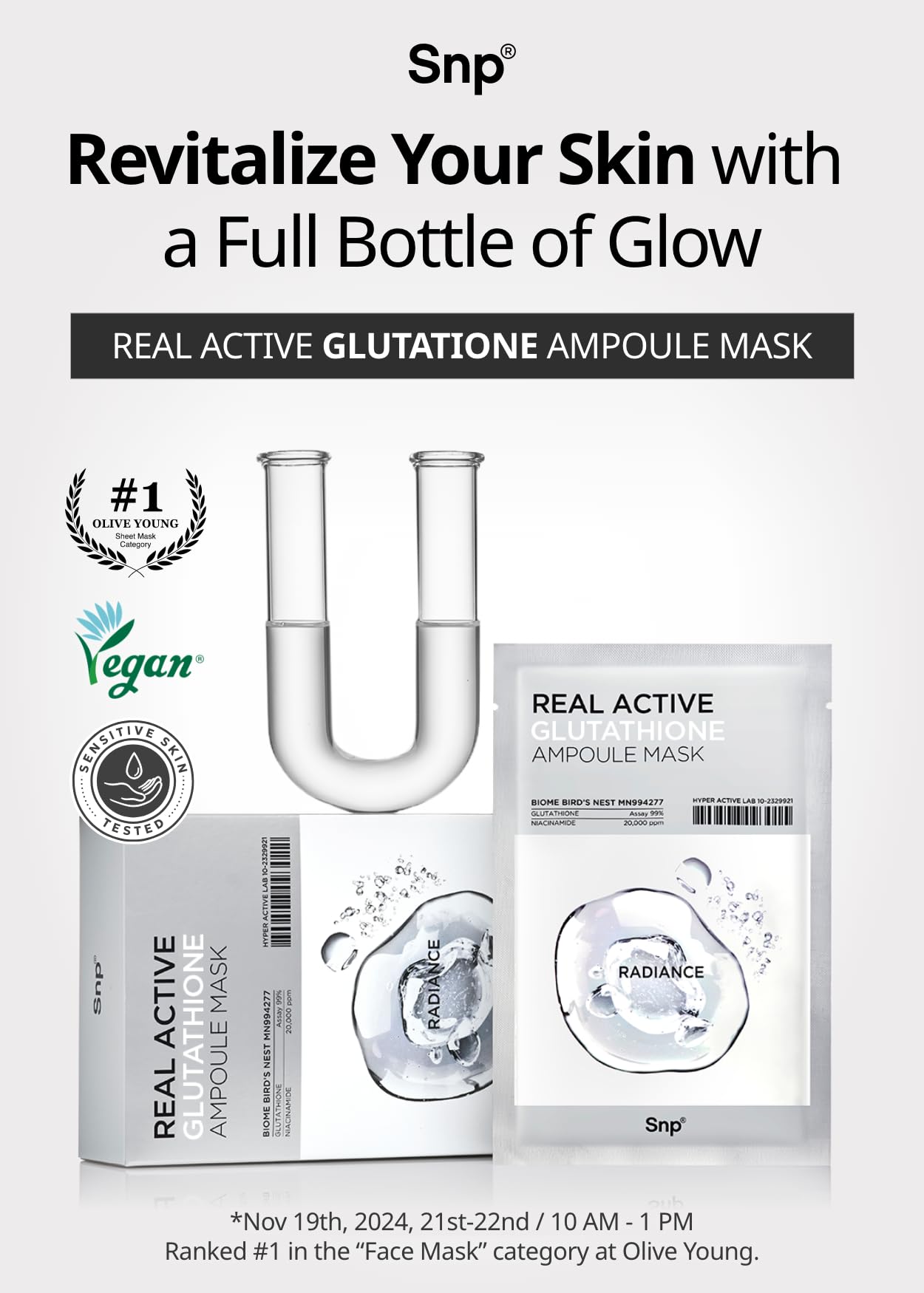 glutathione ampoule mask Amazon.com : SNP Real Active Glutathione Ampoule Sheet Mask | Vegan Face  Mask with Glutathione & Niacinamide | Revitalizing and Balancing for All  Skin Types | Korean Face Masks Skincare
