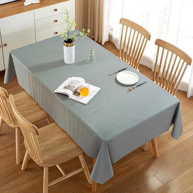 AoMeiJia PVC Tablecloth, Reusable Wipeable Plastic Tablecloth PVC Waterproof, 140x200cm Rectangular Wipeable Tablecloth Protection for KitchenTable Flags, Grey