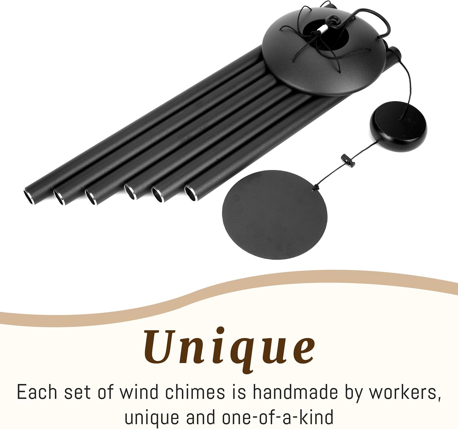 38" Large Aluminium Wind Chimes with Deep Tone Sound, Coolest Metal Windchimes Outdoors with Pine Wood Striker, Unique Gift for Mom, Garden Decoration(Black, Thick) - Image 5