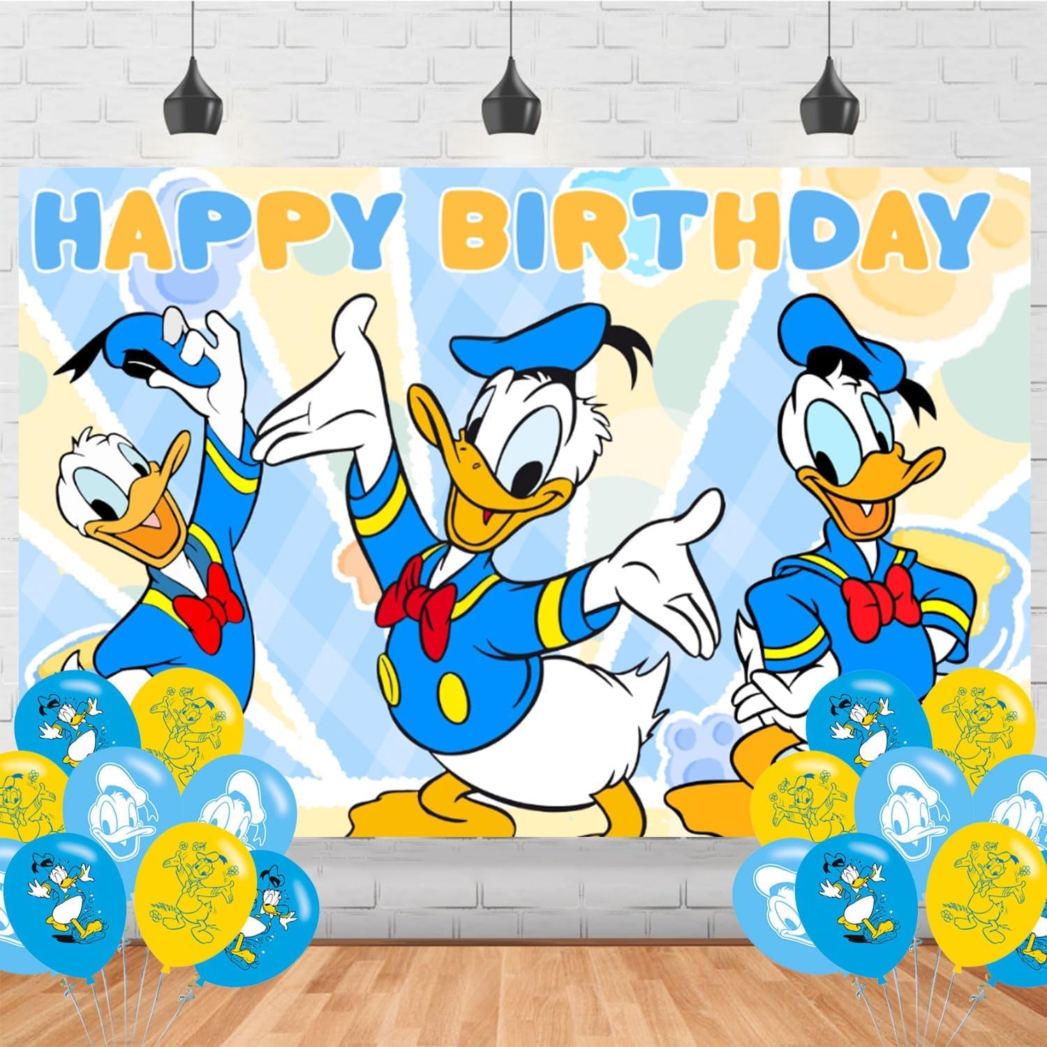 Amazon.com: Donald Duck Birthday Party Supplies Backdrop 5x3