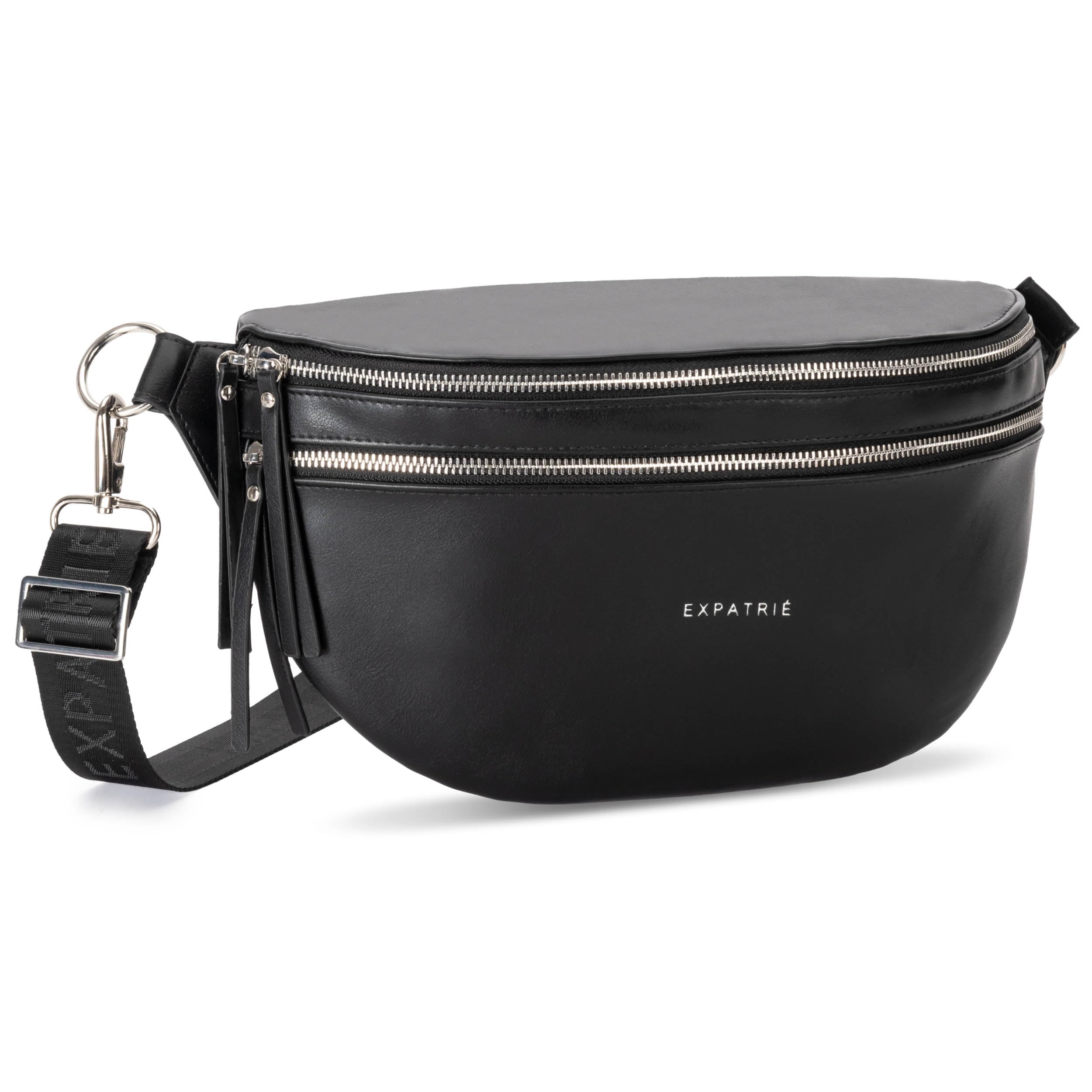 Expatrié Bauchtasche Damen Schwarz - Alice Large - Gürteltasche für Festival, Reisen & Alltag aus Veganem Leder - Brusttasche Stylisch - Wasserabweisend