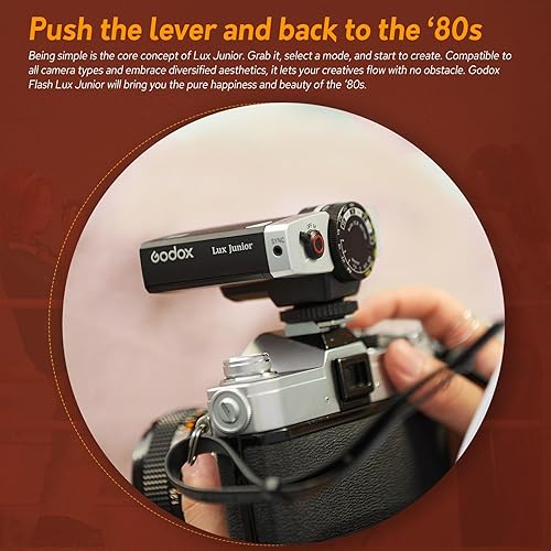 Miniatura 5 de Godox Flash Lux Junior Retro para cámara, GN12 Vintage Universal Flash Speedlite, 7 niveles de potencia 1/1-1/64, Godox pequeño flash para cámaras