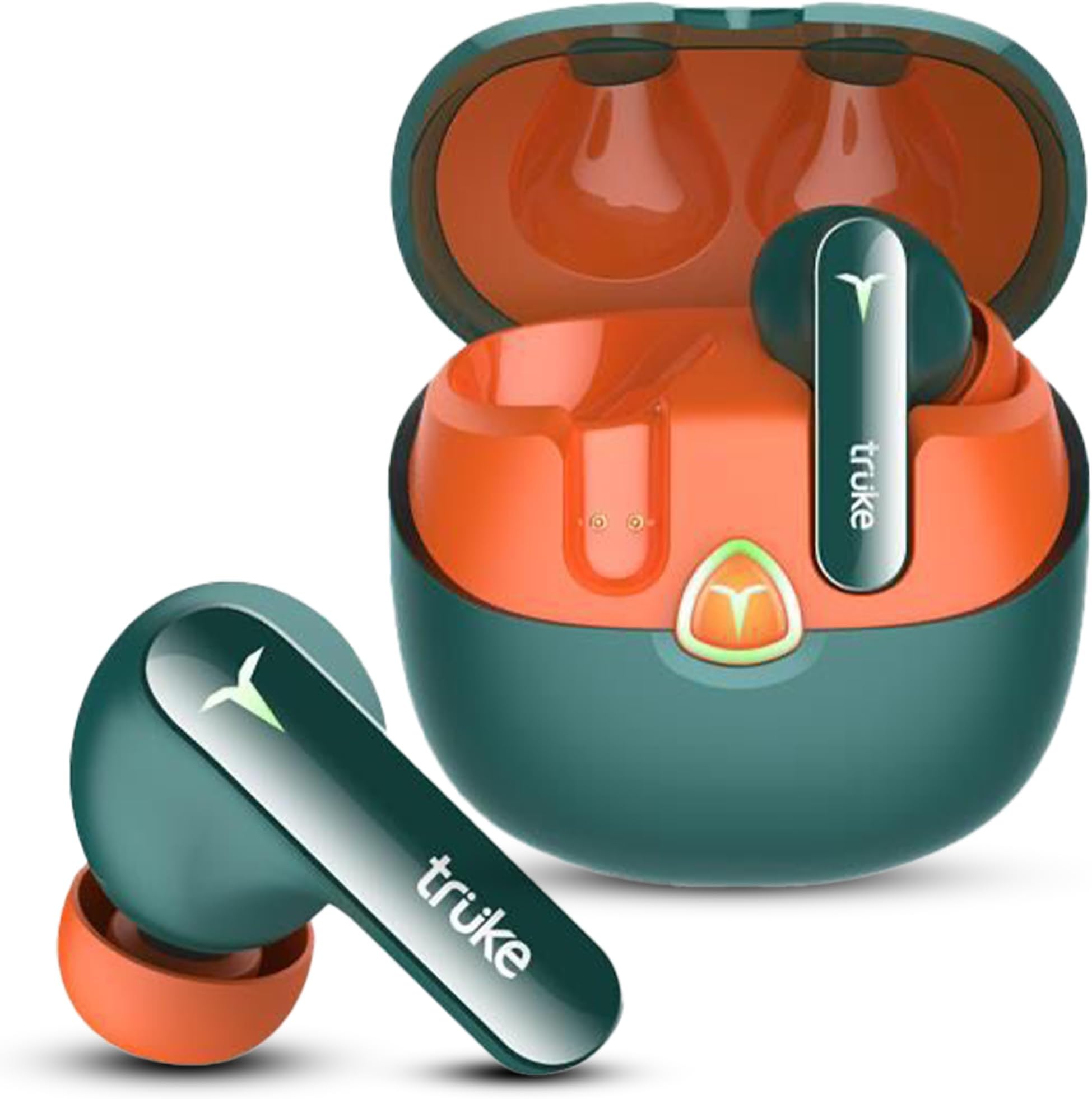 - truke New Launch BTG Flex True Wireless in Ear Earbuds, Dual Pairing Ear Buds, 40ms Low Latency Gaming Mode, 60H Playtime Fast Charging, HiFi DSP Sound, Quad-Mic ENC, 13mm Driver,Bluetooth 5.4(Green)