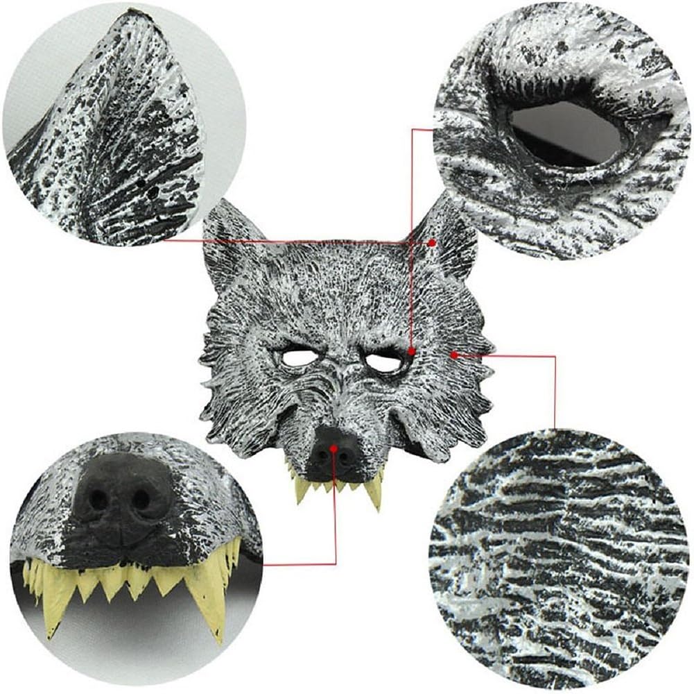 Mask 3D Werewolf Mask Halloween Haunted House Props Cosplay Masquerade Grey for Carnival Party Performance - Image 5