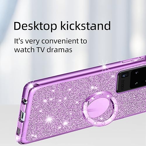 Miniatura 5 de KuDiNi Funda para teléfono S20 Ultra, Galaxy S20 Ultra de 6.9 pulgadas para mujer, con purpurina, cristal suave, TPU transparente, de lujo, linda
