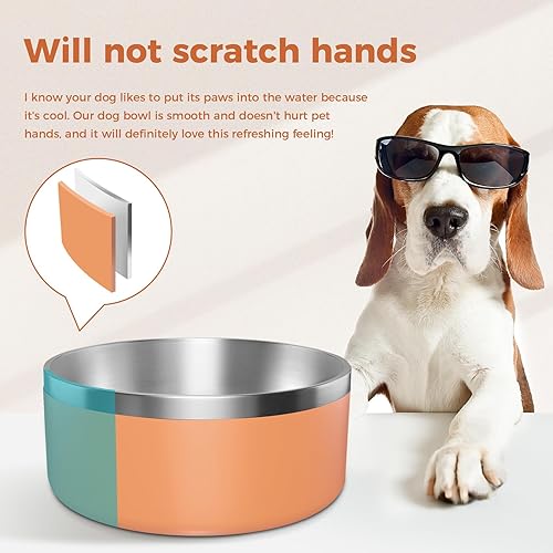 Miniatura 7 de WENBOKMIN Cuenco para perros, cuenco de acero inoxidable para alimentos y agua con parte inferior antideslizante y silenciosa, fácil de limpiar,