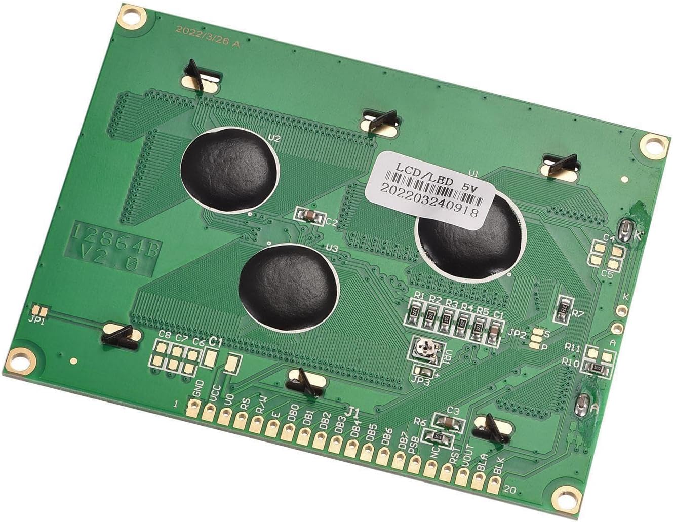 LCD Display Module 3.3-5V, Green Display Screen 128x64 LCD Module for Printer YENCONG628