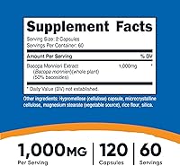 Vista 2 de Nutricost Bacopa Monnieri 1,000 mg, 120 cápsulas (60 porciones) - Sin OMG, sin gluten y apto para vegetarianos