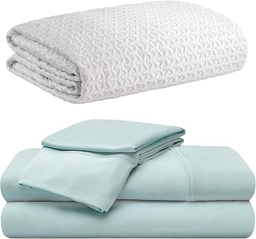 Miniatura 1 de Bedgear Paquete de ropa de cama refrescante Queen Ver-Tex - Protector de colchón de rendimiento y juego de sábanas de vértice, impermeable,
