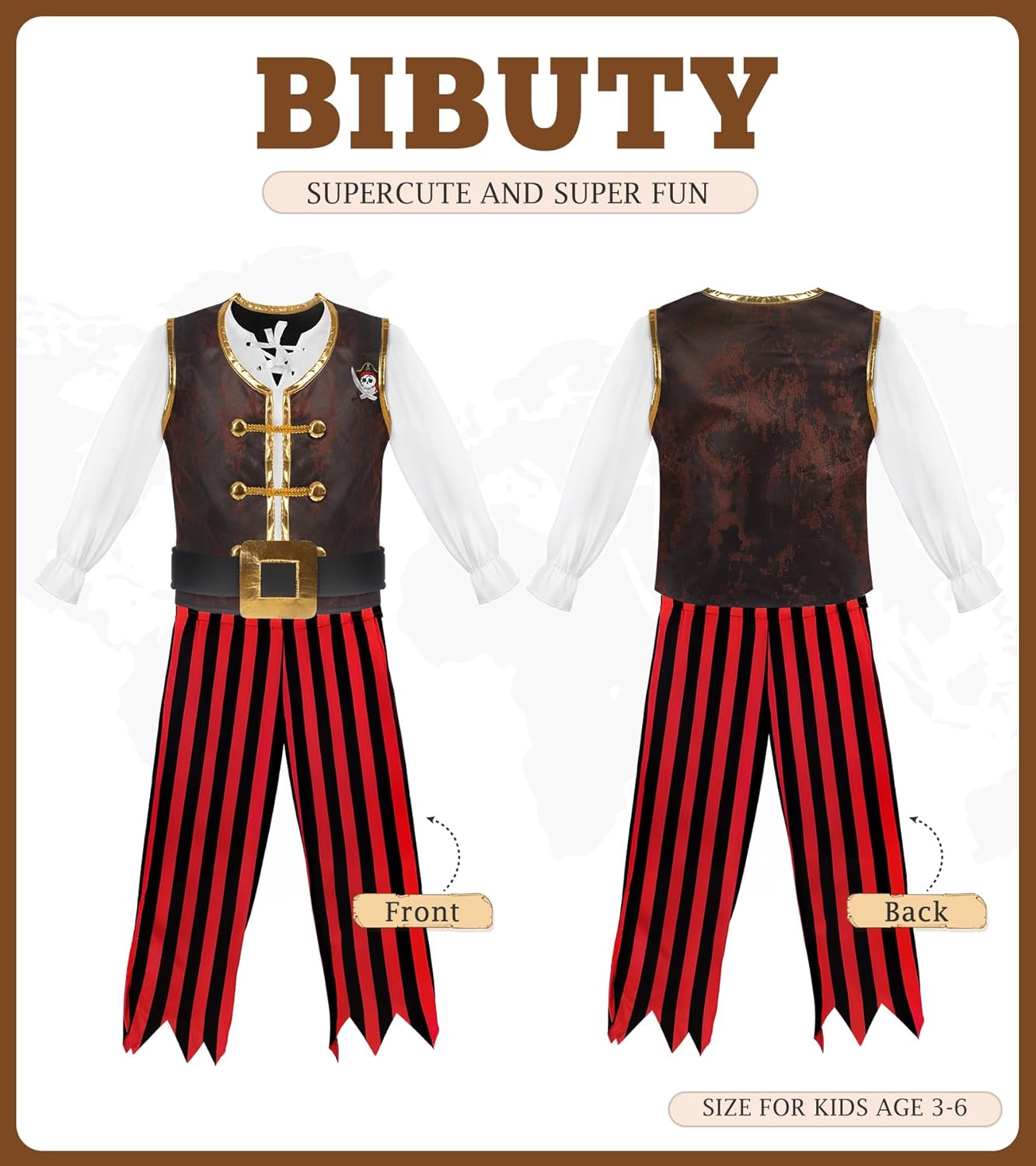 Pirate Costume Kids Halloween Costumes for Boys Girls, Pretend Play & Dress Up Clothes for Little Boys Girls Halloween Costumes for Kids, Toddler Boys Pirate Costume Toys Gifts for 3-6 - Image 6