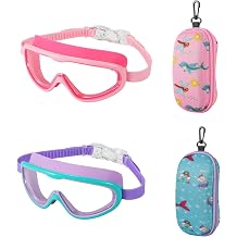 Swim Goggles 2 Pack Anti-Fog UV Proection Wide View Swimming Goggles for Kids 3-8