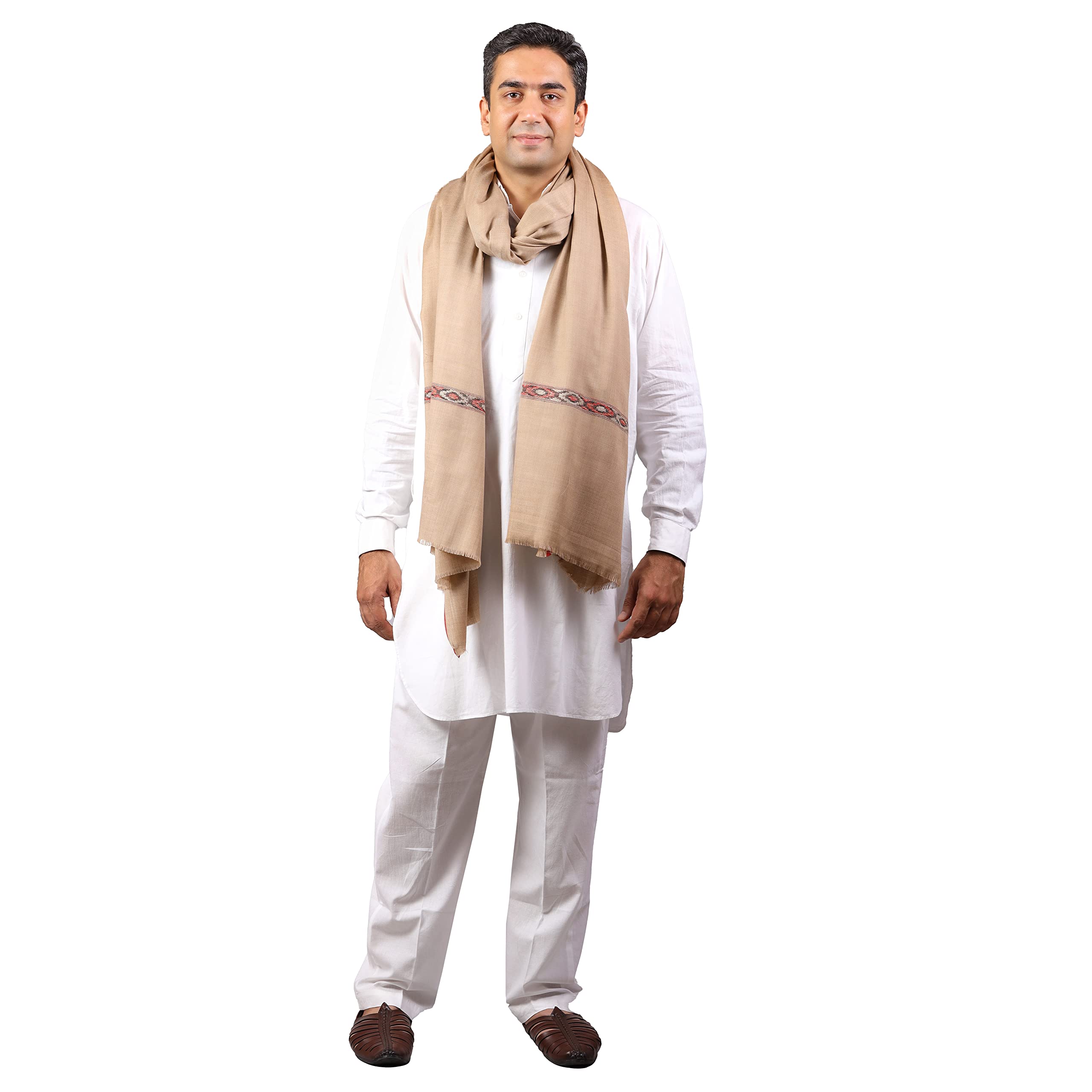 The Amritsar StoreKullu Four Side Border Shawl For Men Soft Wool Large Himalyan Meditation Shawl Having Size 102 Inches X 53 Inches