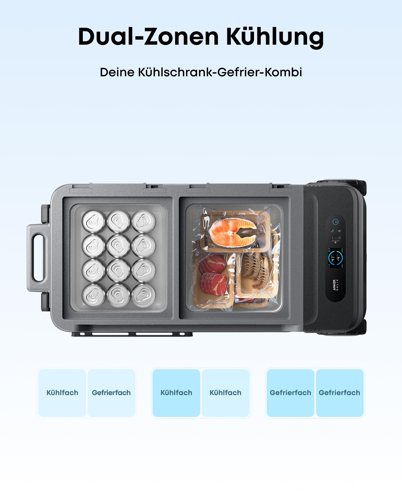 Anker SOLIX EverFrost 2 58L Akku-Kühlbox, 288Wh, -20℃ bis 20℃, Camping Reisen Angeln
