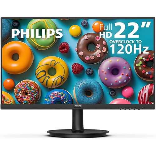 Philips 221V8LB3 22'' Class Thin Full HD Monitor (1920 x 1080), 120Hz with 1ms MPRT for Casual Gaming, Adaptive Sync, LowBlue Mode, VESA Mount, HDMI & VGA, 4-Year Advance Replacement Warranty