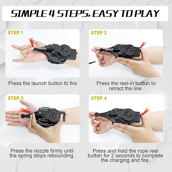 Spider Web Shooter with Gloves - 8FT Web Launcher for Kids, Spider Silk Slinger Wrist Toy for Superhero Funs