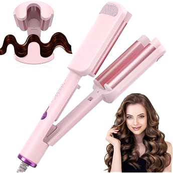 AISEELY 32 mm wave iron for hair triple barrel beach waves curling iron large waves adjustable temperature 160  C - 220  C heat protection and travel protection curves for all hair types