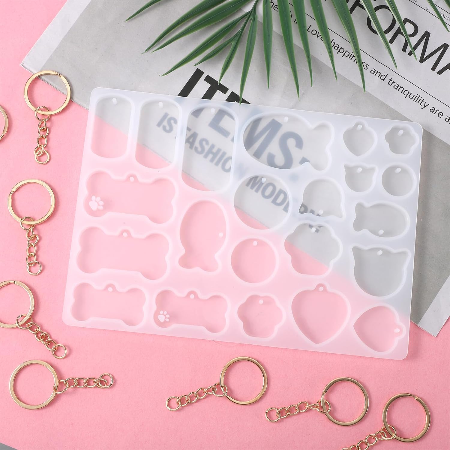 Resin Keychain Kit Molds for Epoxy Resin Pet Tag Resins Molds