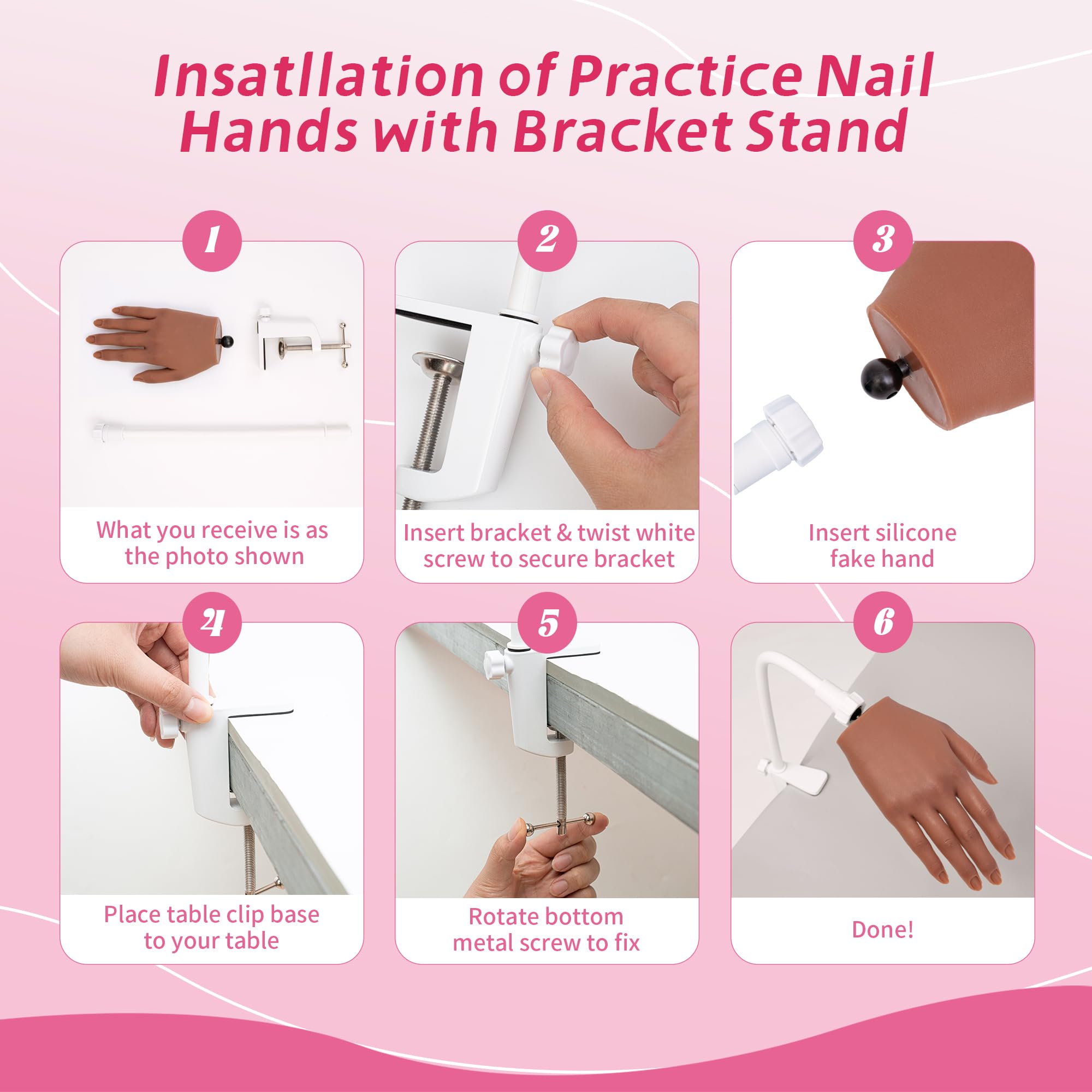 Realistic Silicone Practice Hand for Acrylic and Gel Nail Training Kit