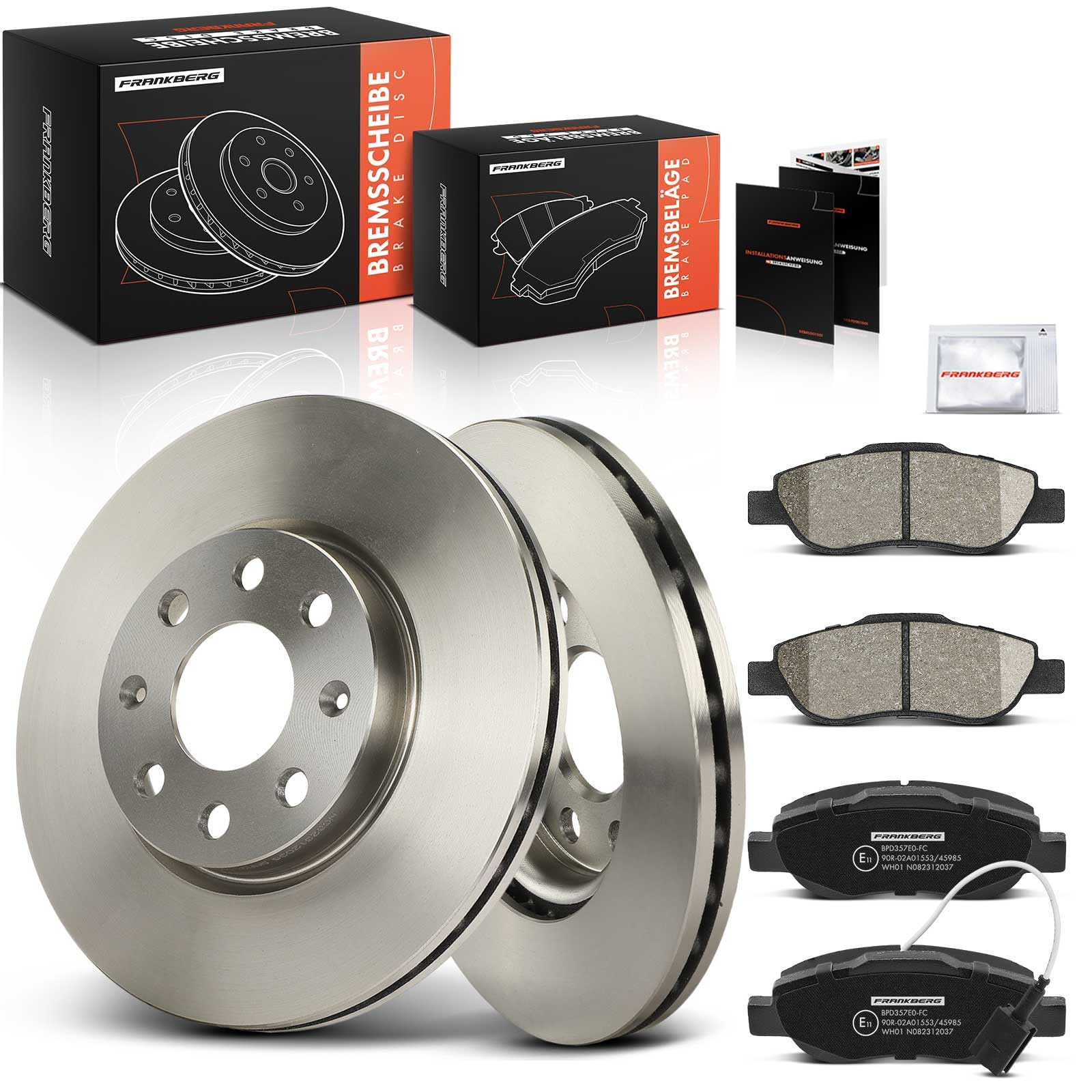 Frankberg Set freni incl. 2x Dischi Freno + 4x Pastiglie dei Freni Anteriore Compatibile con Punto Evo 199 Grande Punto 199 Punto Furgone/Compatto 199 Replace# 77366134