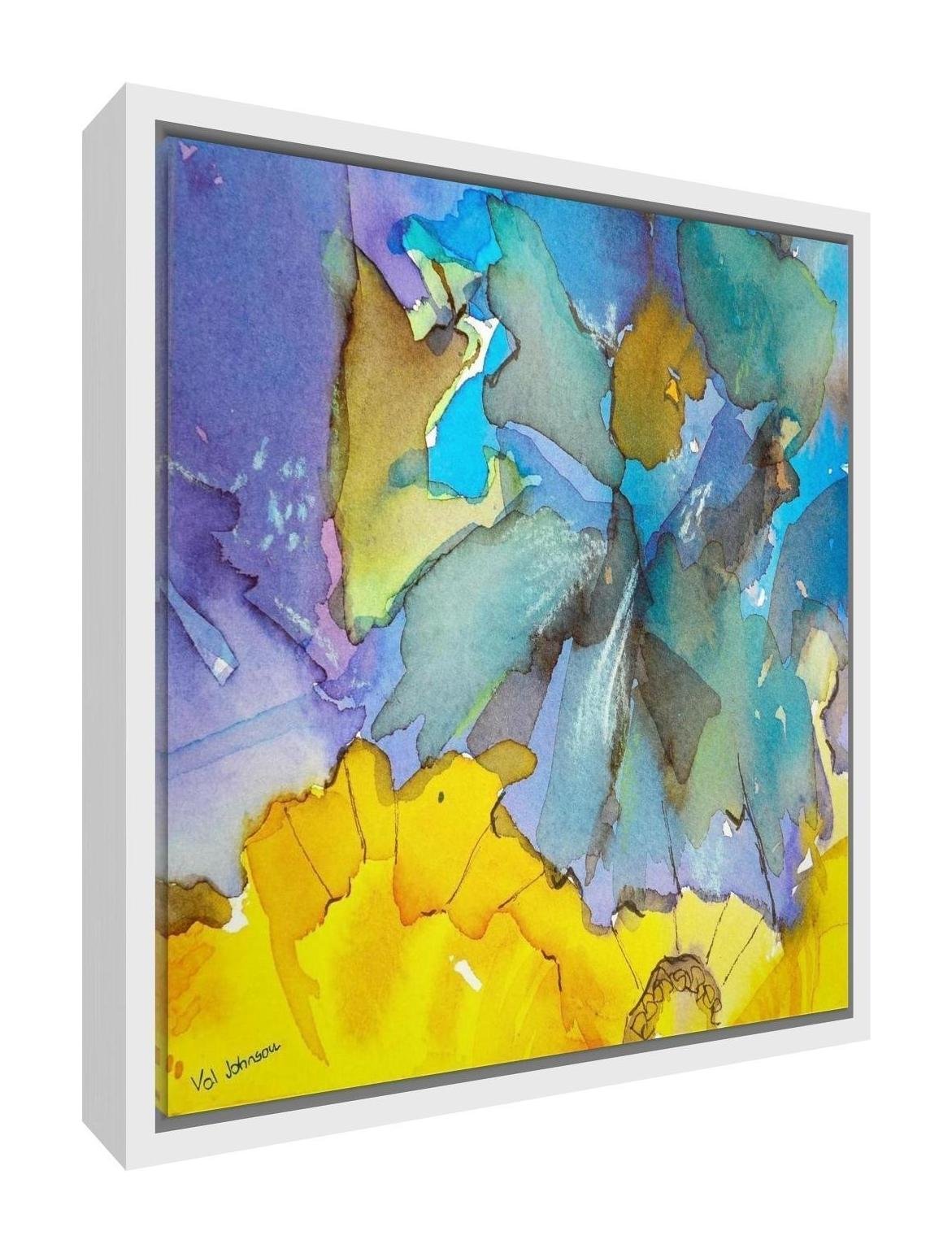 Toile imprimée fleurs gros plan avec cadre blanc Feel Good Art 34x24cm
