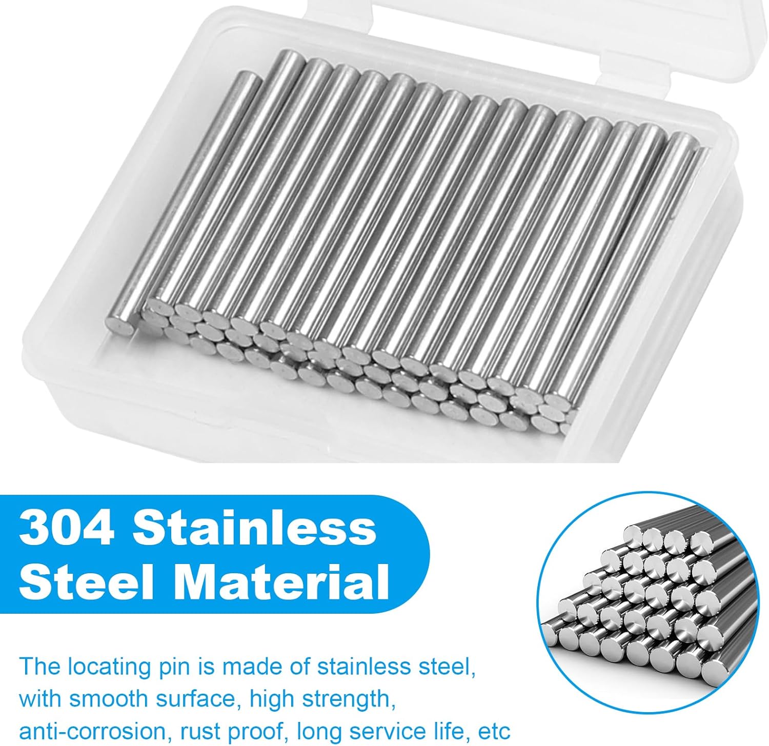 Yinpecly 50 Pcs 3mm x 30mm Shelves Dowel Pin,304 Stainless Steel Dowel Pin, Shelf Support Pegs Pin Metal Bookshelf Pegs Support for Cabinet Furniture Fixing Component Position