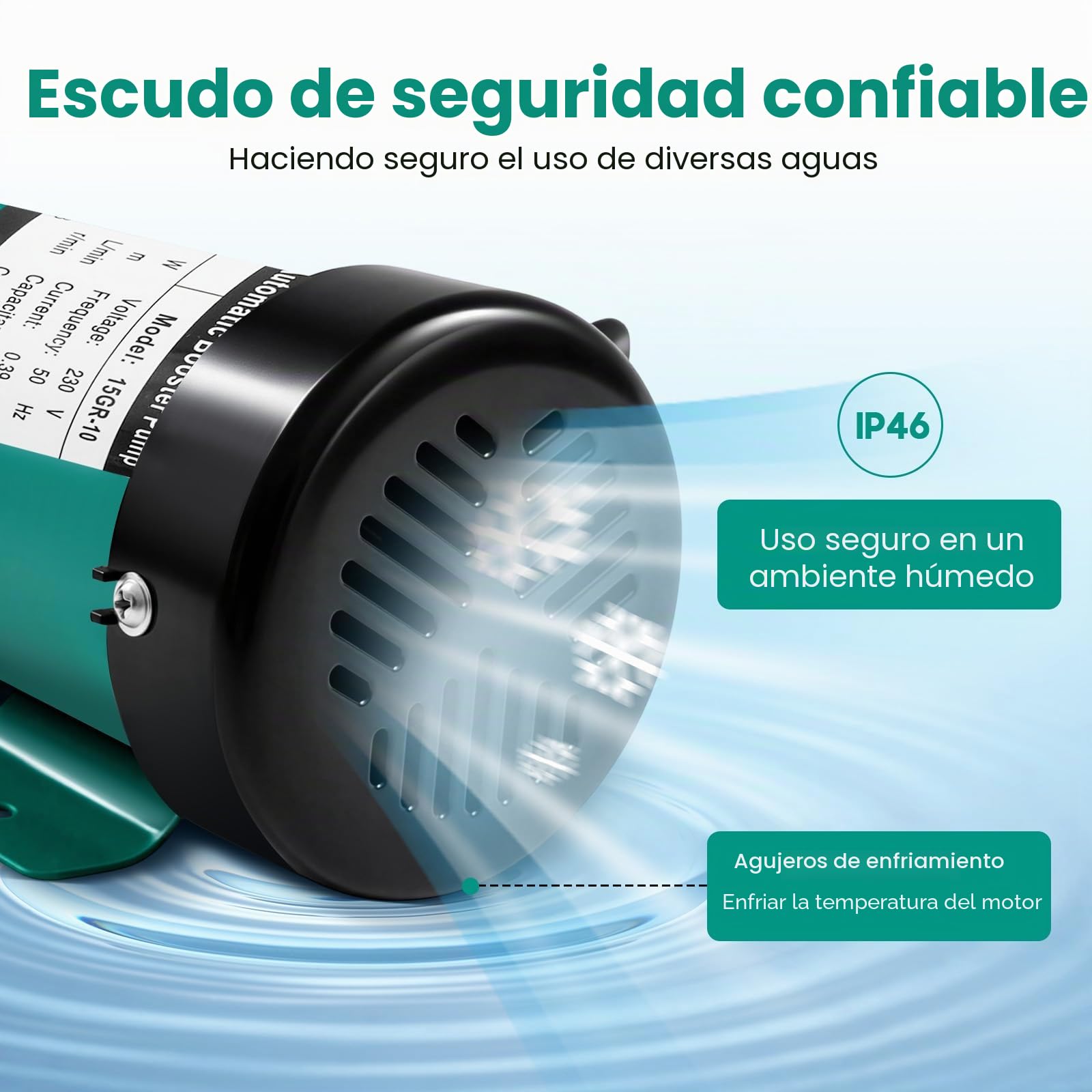 Bomba de presión de agua, soplador de casa 90 W, refuerzo automático 220 V, cuerpo de latón, presurización instantánea, ducha, calentador de agua, piscina, silenciador IP46, detección de flujo, 20 l