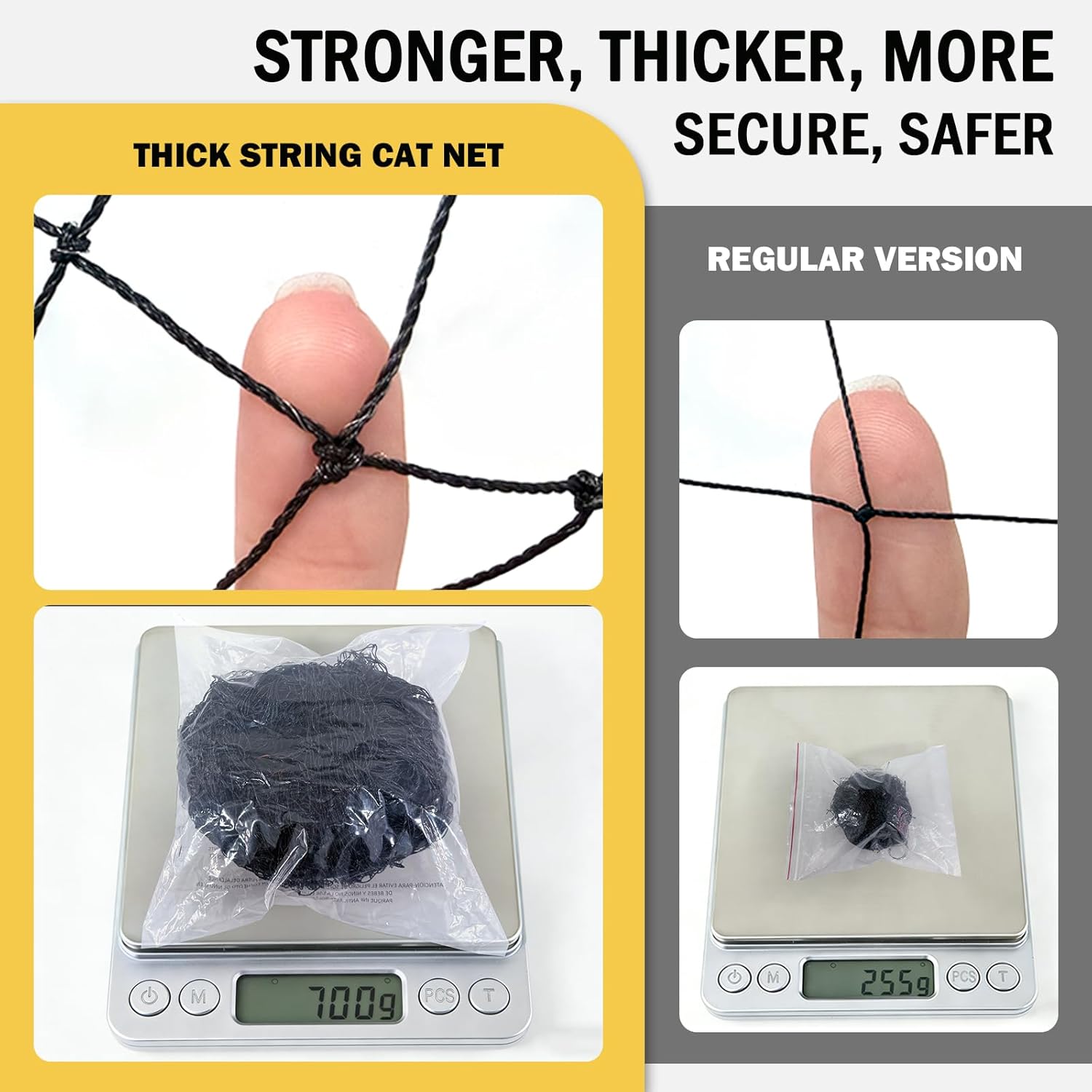 Cat Netting Includes Hook, 10x20Ft Balcony Netting Made of Thickened Steel Wire to Prevent Scratching and Chewing, Ideal for Catio Safety and Balcony Protection