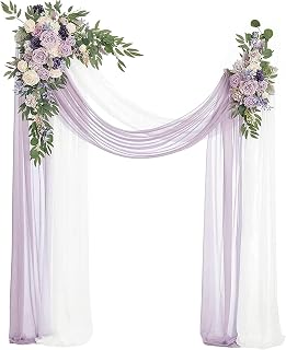 Vintage Arch Flowers Kit (Pack of 4)-2pc Artificial Rose Flower Arrangement with 2pc Drape for Ceremony and Reception Backdrop Wedding Arch Decoration
