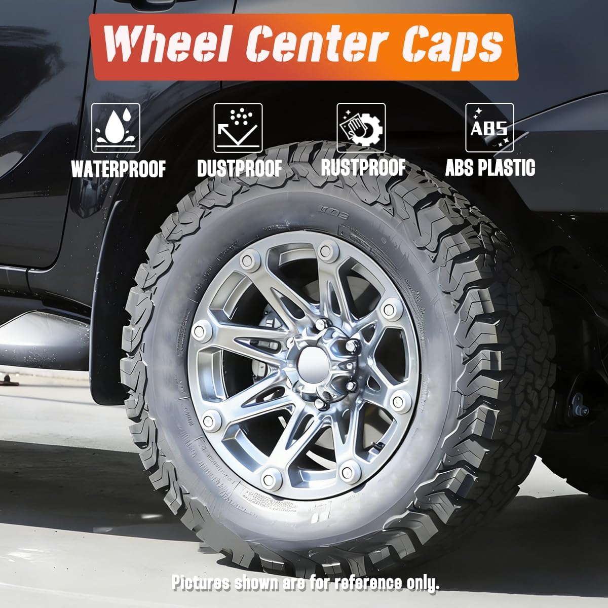 4Pcs 139mm(5.47in) Wheel Center Caps Wheel Rims Replacement WX04FB WX04-135/139.7-6H LG0805-10 Chrome Hub Caps, Compatible with Ballistic or Incubus Wheels Caps