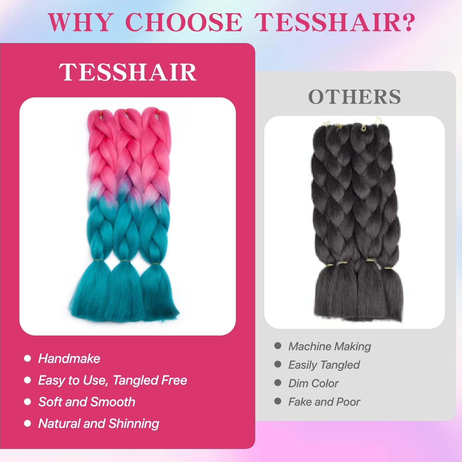 tesshair Braiding Hair Extensions 24 Inch Jumbo Braiding for Twist Braiding Synthetic Fashion Braids Extensions Hair Natural Braid Extensions for Women Grils (Peach/Navy Blue - Image 3
