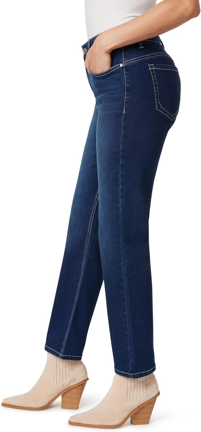 Angels Forever Young Womens 360 Sculpt Mid-Rise Straight Ankle Jeans - Image 3