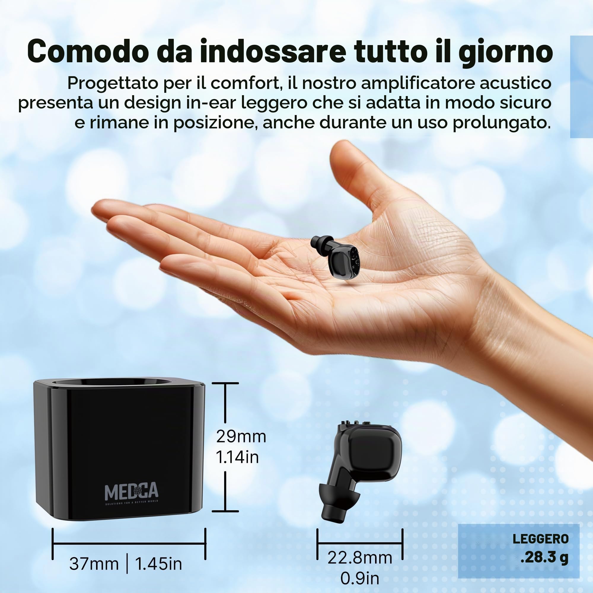 Apparecchio acustico digitale ricaricabile - Amplificatore acustico HD Sound per adulti e anziani con base di ricarica, riduzione intelligente del rumore - Unità di assistenza acustica singola per ore
