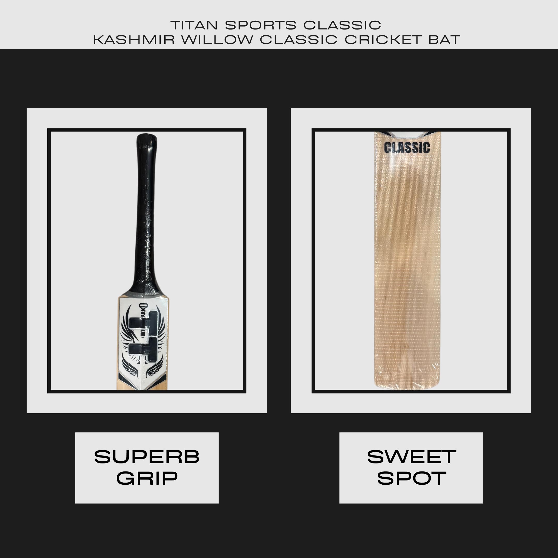 Generic Wooden Kashmir Willow Cricket Bat with 2 Practice Tennis Balls, Lightweight, Ideal Training/Practice for Home/Club Play/Beach/Backyard Cricket
