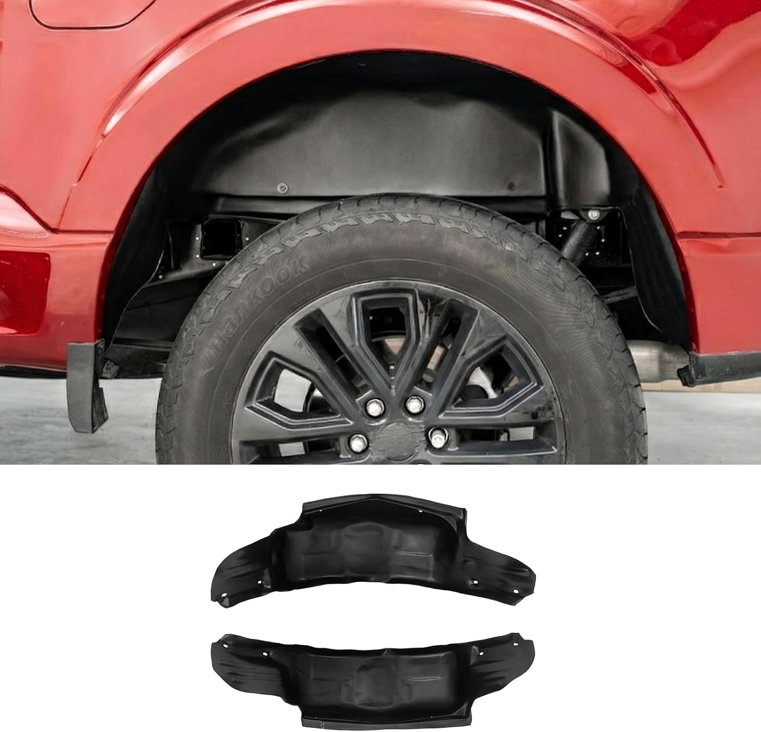 Rear Wheel Well Liners Compatible with 2021-2025 Ford F150 (Not for Raptor) Rear Wheel Arch Liners PE No Drilling Well Guards Tire Inner Fenders for 2024 F-150 Accessories (2PCS)