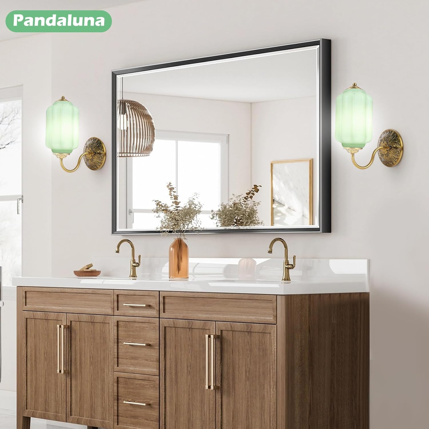 Vintage Wall Sconce, Green Milk Glass Light Fixture, 5.5In Art Deco Antique Wall Sconce for Bedroom Bathroom Living Room Hallway Entryway, E12 LED Bulb Included