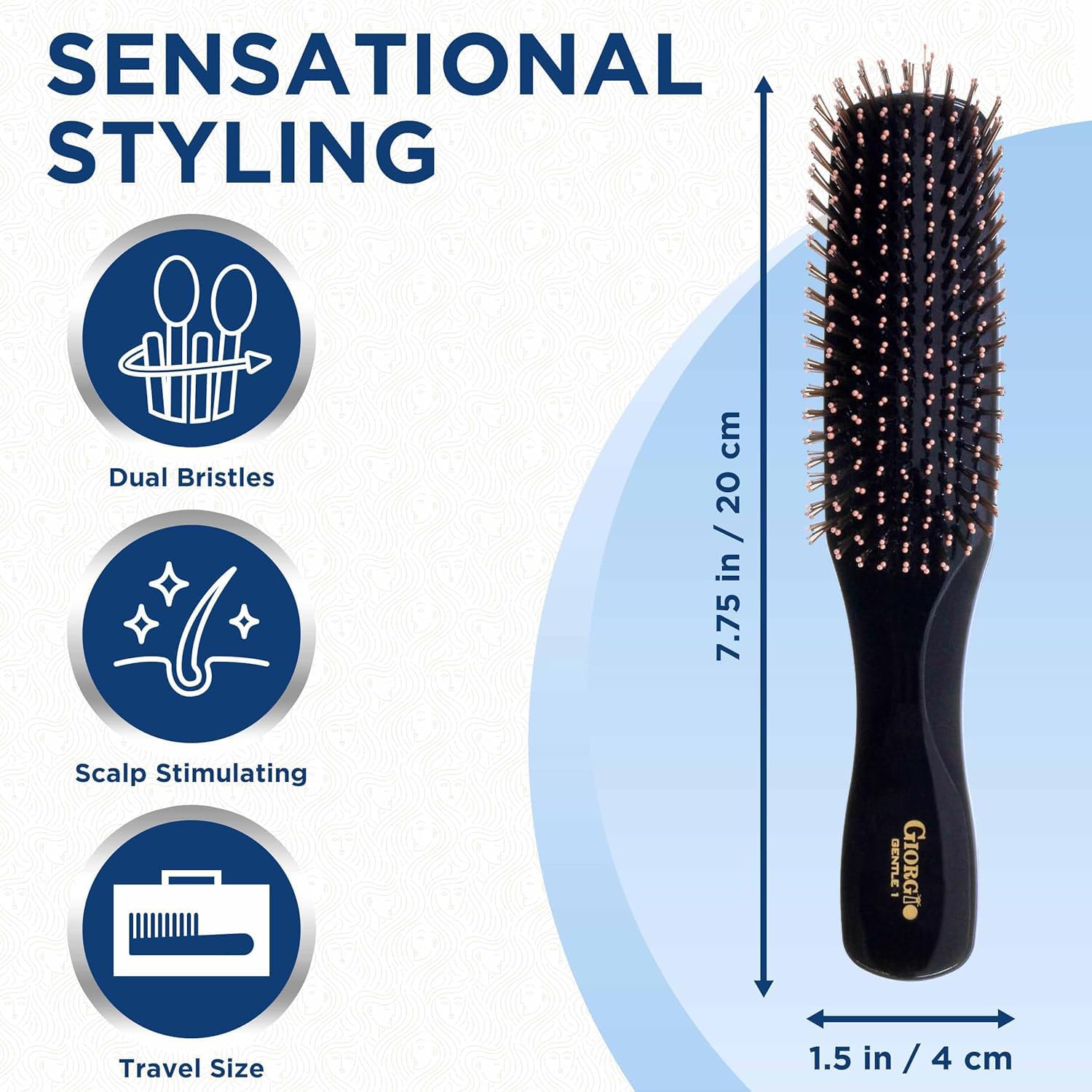 Giorgio Gentle 1 Collection - Cepillo para el cabello, color negro, grande