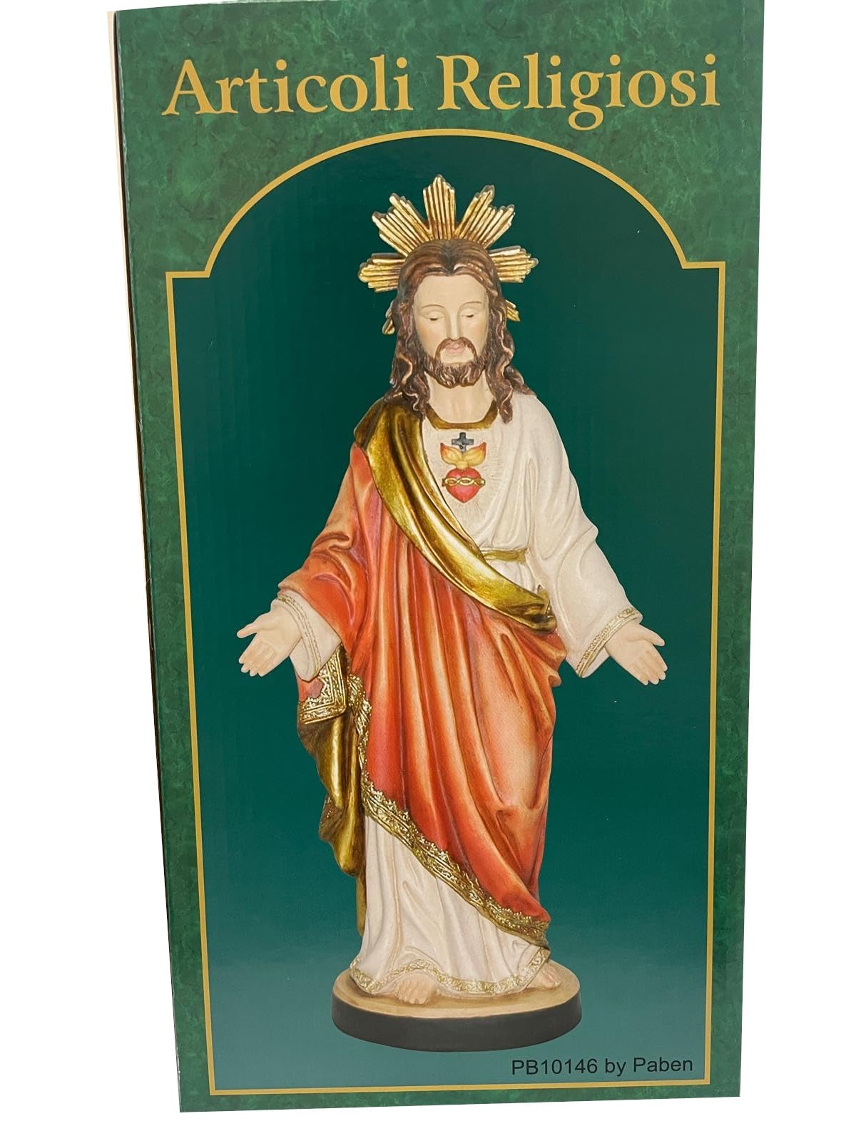 Articoli Religiosi by Paben - Estatua del Sagrada Corazón de Jesús hecha de resina, 31 cm