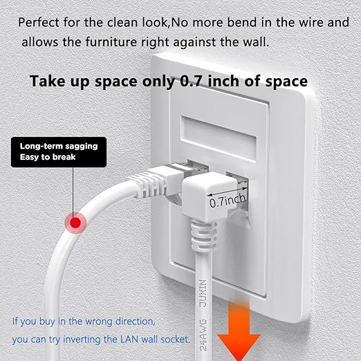 Cable Ethernet Cat6 10 pies RJ45 90 grados Gigabit Blanco miniatura 3