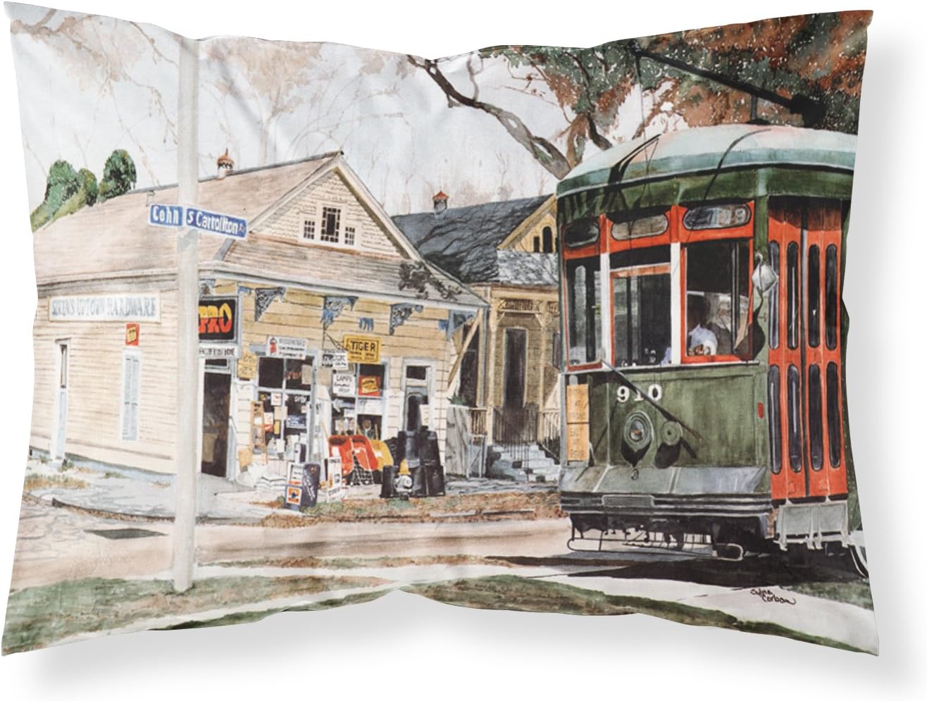 Caroline's Treasures 8108PILLOWCASE New Orleans Street Car Fabric Standard Pillowcase Lightweight Super Soft Easy Care Decorative Artwork Pillowcase, Standard