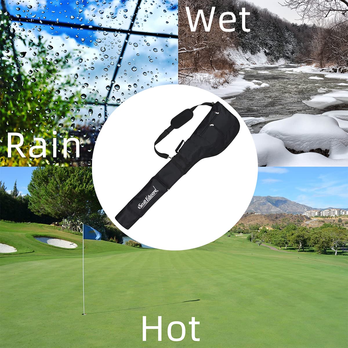 Scott Edward Tragbare Golf Sonntag Tragetasche, leichte wasserdichte Bleistift Übungsbox