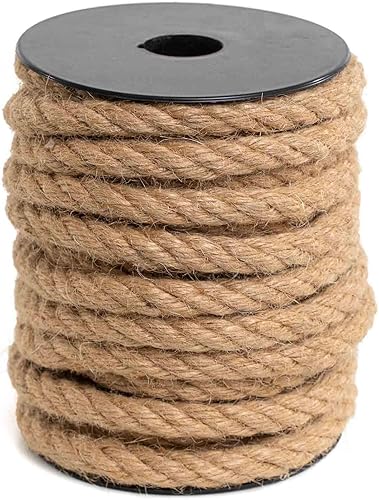 Simple Elements - Cuerda de yute básica de 33 pies rollo de cuerda de 0315in 03 pulgadas de grosor para manualidades resistente cuerda de jardinería