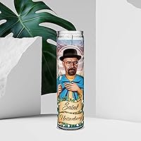 Vista 2 de Saint Heisenberg Walter White on Breaking Bad Bryan Cranston Celebrity Altar Prayer Parody Candle, 8 pulgadas, cristal blanco sin perfume