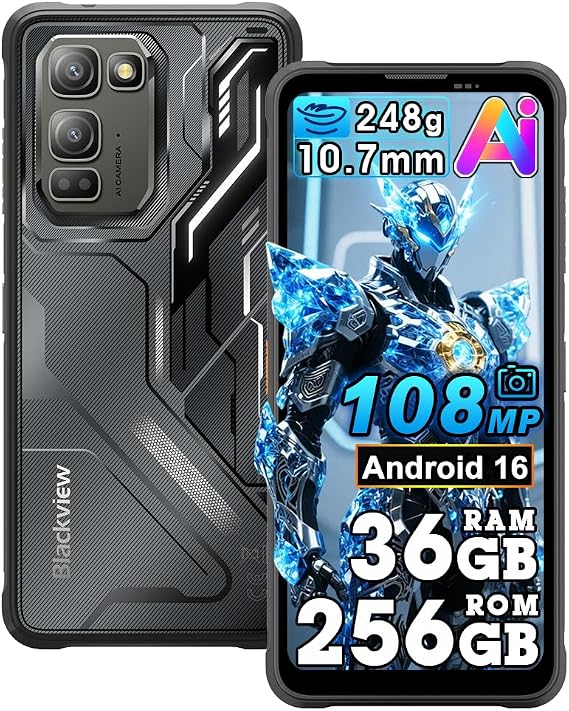 Blackview Fort 5 Slim Rugged Smartphone, 108MP Camera, | 10.7mm 248g | IP68/IP69K & MIL-STD-810H | 36GB RAM, 256GB + 2TB | 120Hz 6.78 | 5000mAh | 4G