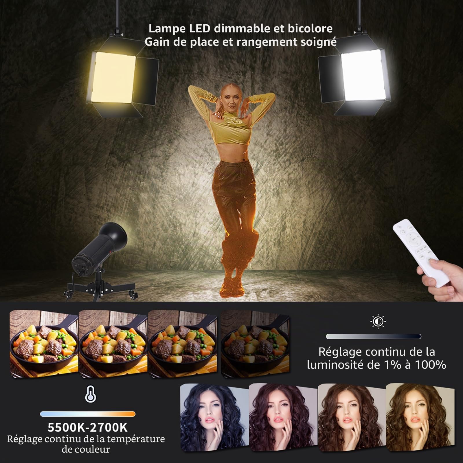 XPSYQIC 110W Kit d'éclairage Vidéo LED Grand Panneau Lumineux