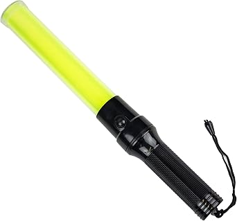 RK 16-Inch Signal Traffic Wand Baton LED Flashlight with Wrist Strap, Yellow Finish